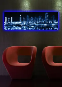 Wallity Obraz s LED osvetlením NOČNÉ MRAKODRAPY 6 30 x 90 cm