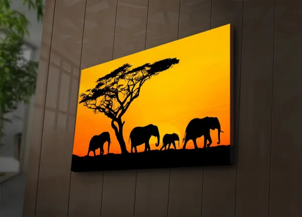 Wallity Obraz s LED osvetlením SLONIE PUTOVANIE 53 45 x 70 cm