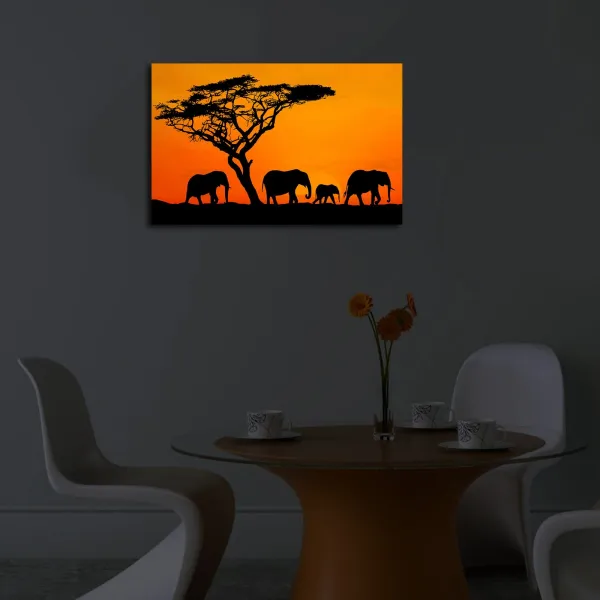 Wallity Obraz s LED osvetlením SLONIE PUTOVANIE 53 45 x 70 cm