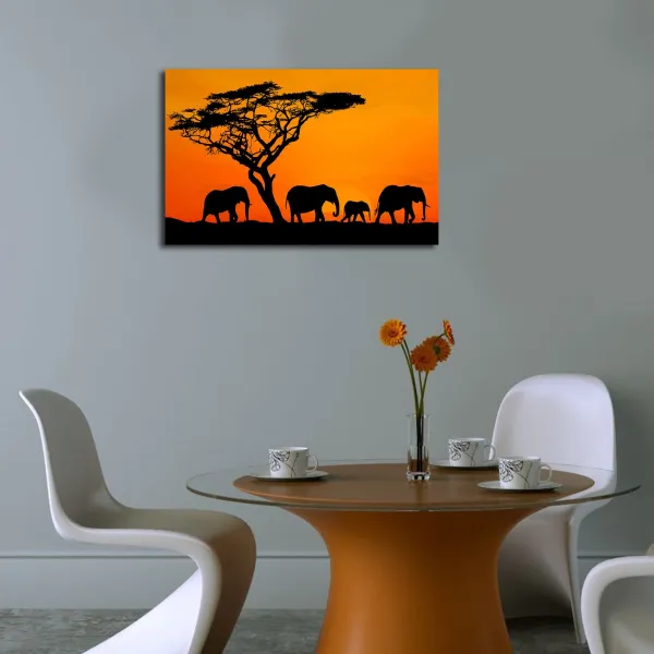 Wallity Obraz s LED osvetlením SLONIE PUTOVANIE 53 45 x 70 cm