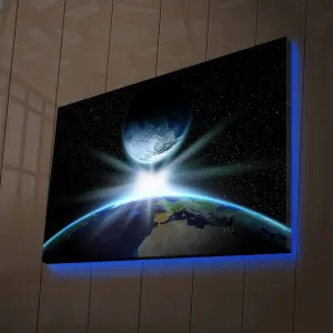 Wallity Obraz s LED osvetlením STRETNUTIE ZEME A MESIACA 45 x 70 cm