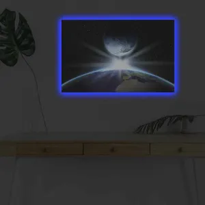 Wallity Obraz s LED osvetlením STRETNUTIE ZEME A MESIACA 45 x 70 cm