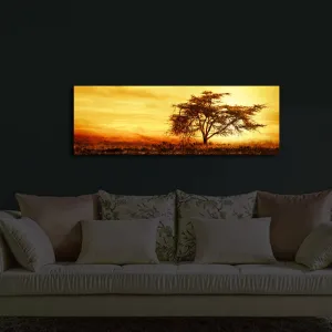 Wallity Obraz s LED osvetlením STROM V ZÁPADE SLNKA 27 30 x 90 cm