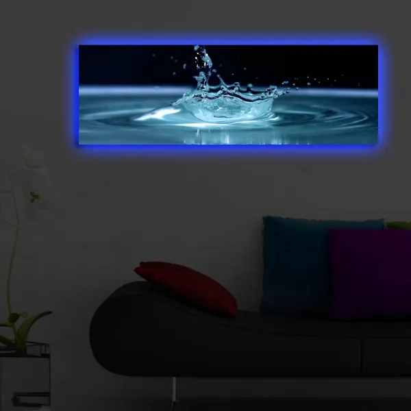 Wallity Obraz s LED osvetlením KVAPKA VODY 41 30 x 90 cm