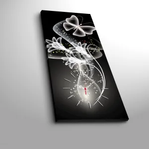 Hanah Home Obrazové nástenné hodiny Motýľ 30x70 cm viacfarebné