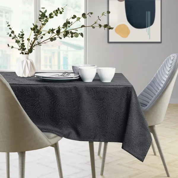 Oválny obrus AmeliaHome GAIA tmavošedý, veľkosť o155x400