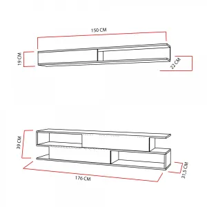 ASIR Obývacia stena SIMS biela, čierna