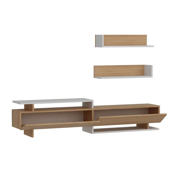 TV skrinka / Obývacia stena Ayaz - Teak, White