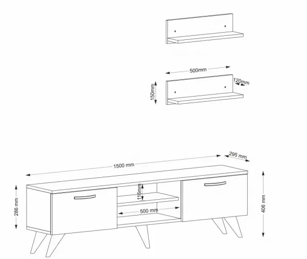 Kalune Design Obývací stěna AYDEN 150 cm ořech/mramor
