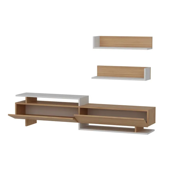 TV skrinka / Obývacia stena Ayaz - Teak, White
