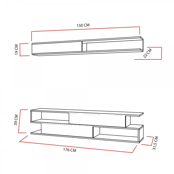 ASIR Obývacia stena SIMS biela, teak