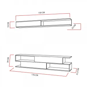 ASIR Obývacia stena SIMS biela, teak