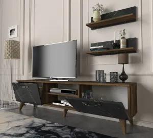 Kalune Design Obývací stěna AYDEN 150 cm ořech/mramor