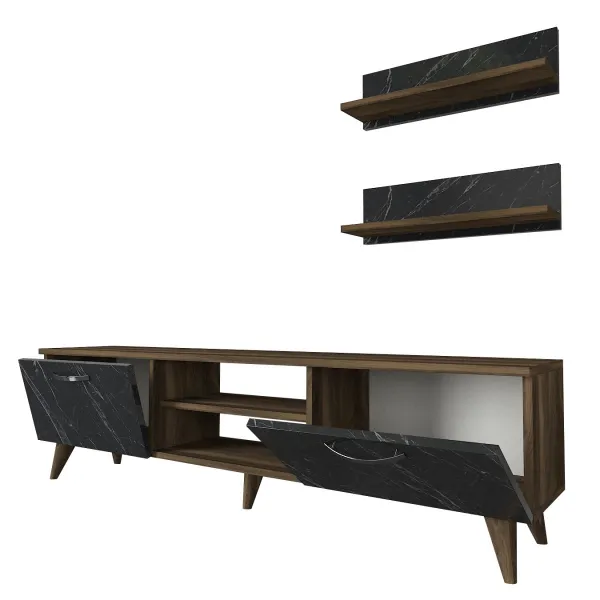 Kalune Design Obývací stěna AYDEN 150 cm ořech/mramor