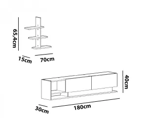 TV skrinka / Obývacia stena Liza - Teak, White