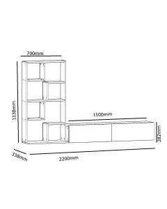 Kalune Design Obývacia stena BARE 220 cm biela