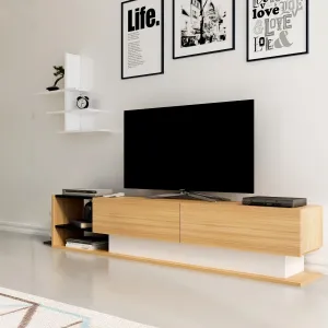 TV skrinka / Obývacia stena Liza - Teak, White