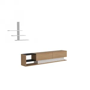 TV skrinka / Obývacia stena Liza - Teak, White