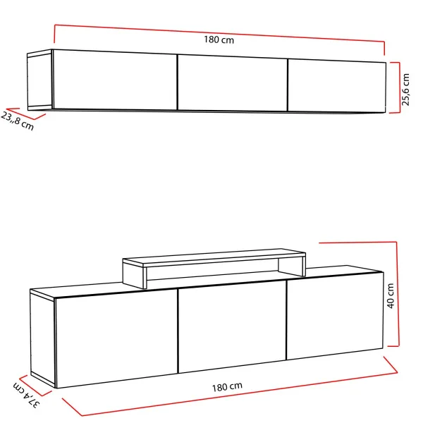 Kalune Design Obývací stěna LINIE 180 cm bílá
