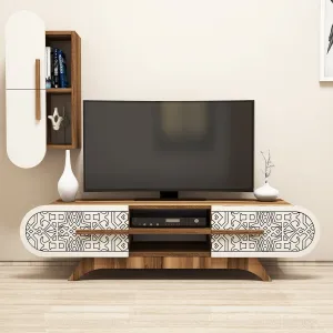 TV skrinka / Obývacia stena Defne - Walnut, Cream