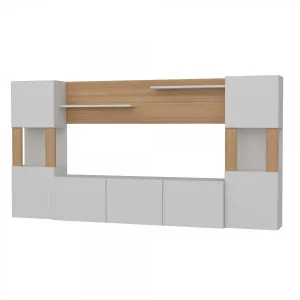 ASIR Obývacia stena LORE biela, teak