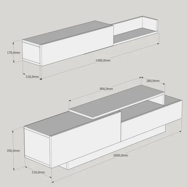Hanah Home Obývacia stena Elda 160 cm biela/hnedá