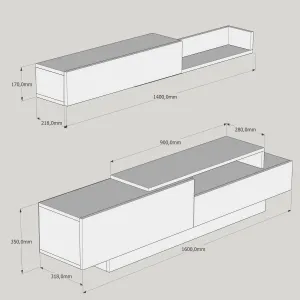 Hanah Home Obývacia stena Elda 160 cm biela/hnedá