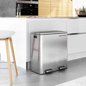 SONGMICS Odpadkový kôš na triedený odpad 2 x 30 L strieborný