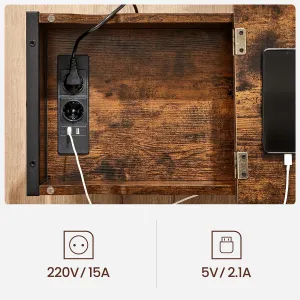 SONGMICS Odkladací stolík Vasagle Laurin s portami USB hnedý