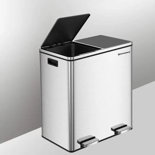 SONGMICS Odpadkový kôš na triedený odpad 2 x 30 L strieborný