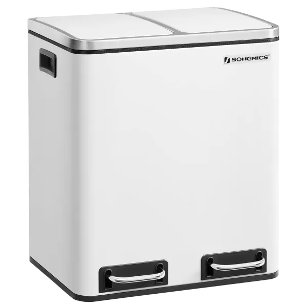 SONGMICS Odpadkový kôš na triedený odpad Kôš 30 l biely