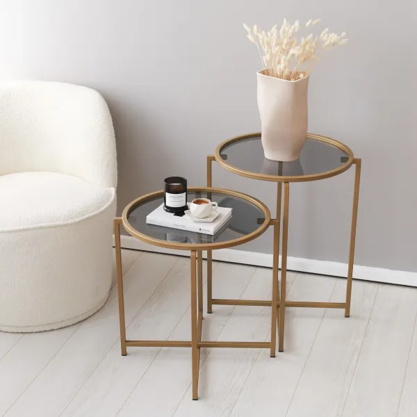 Hanah Home Odkladací stolík Hanah 50 cm zlatý