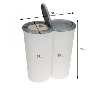 H&S Decoration Odpadkový kôš Matteo 2x25 L bielo-sivý