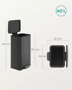 SONGMICS Odpadkový kôš s vekom Jespra 40 l čierny