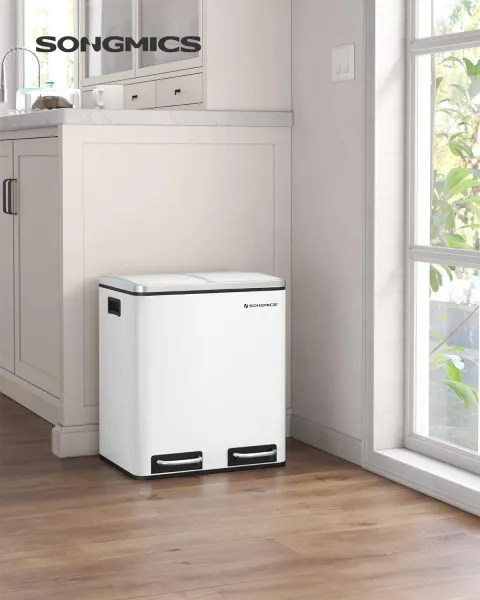 SONGMICS Odpadkový kôš na triedený odpad Kôš 30 l biely
