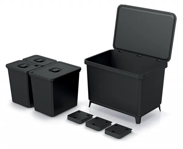 Prosperplast Odpadkový kôš SYSTEMO 2x10 L + 23 L čierny