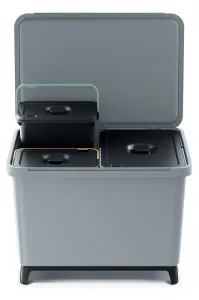Prosperplast Odpadkový kôš SYSTEMO 2x10 L + 23 L sivý