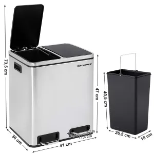 SONGMICS Odpadkový kôš Rubax 2 x 15 L strieborno-čierny