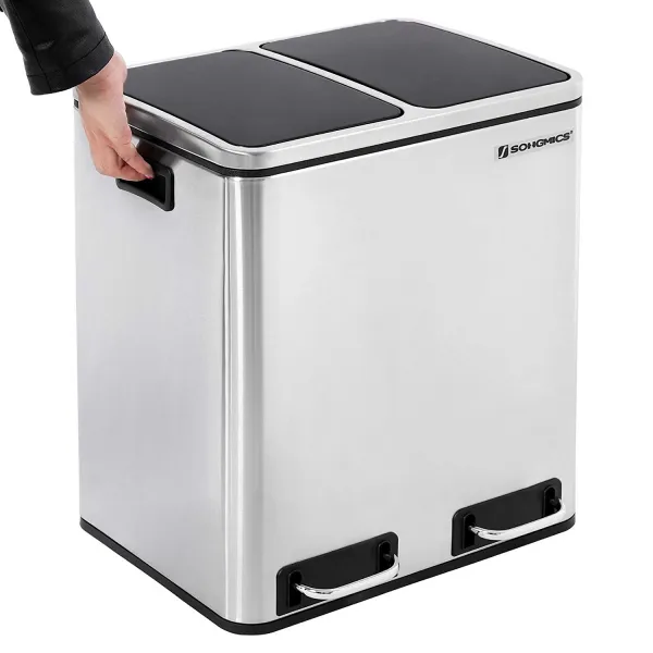 SONGMICS Odpadkový kôš Rubax 2 x 15 L strieborno-čierny