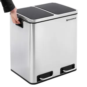 SONGMICS Odpadkový kôš Rubax 2 x 15 L strieborno-čierny