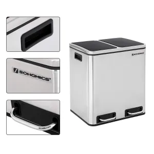 SONGMICS Odpadkový kôš Rubax 2 x 15 L strieborno-čierny
