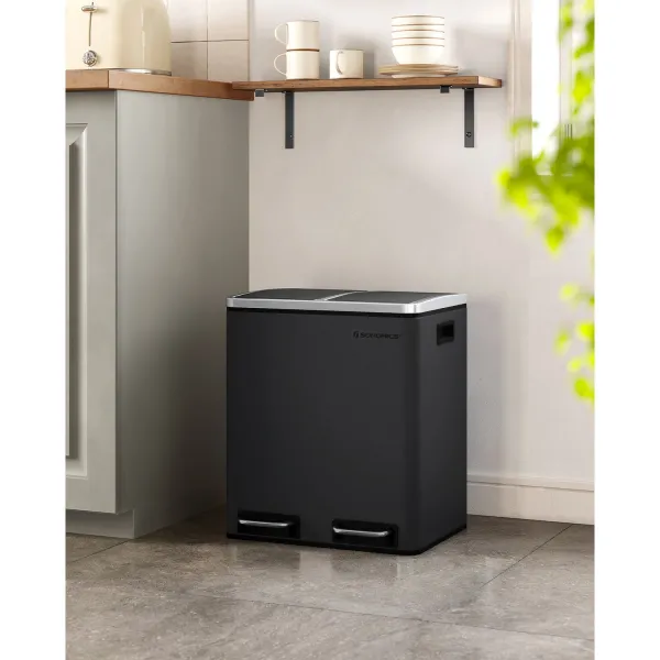 SONGMICS Odpadkový koš Rubax 2x15 L černý