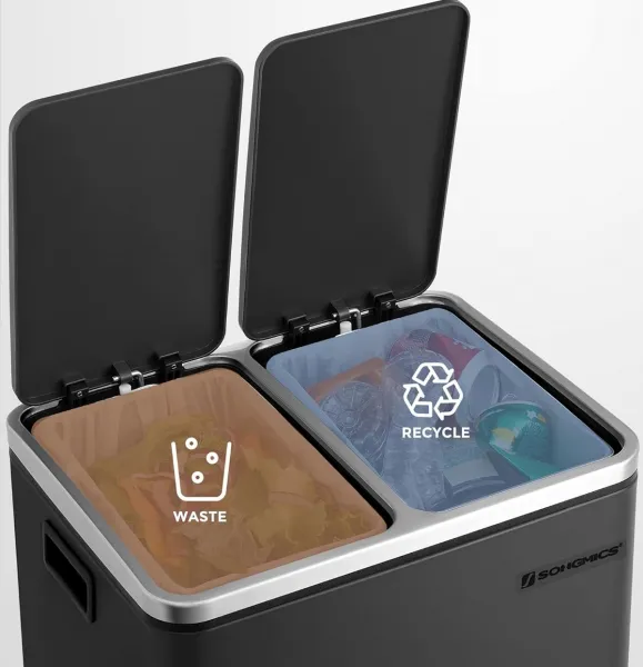 SONGMICS Odpadkový koš Rubax 2x15 L černý