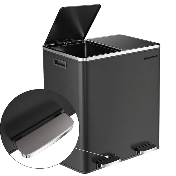 SONGMICS Odpadkový kôš na triedený odpad 2 x 30 L čierny