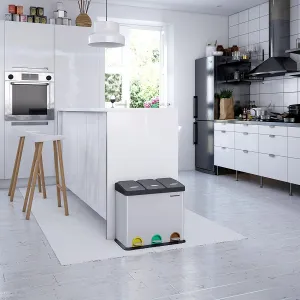 SONGMICS Odpadkový kôš LTB24L na triedený odpad, 3 x 8 L, strieborný, nerez