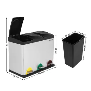 SONGMICS Odpadkový kôš 3x15 L strieborný