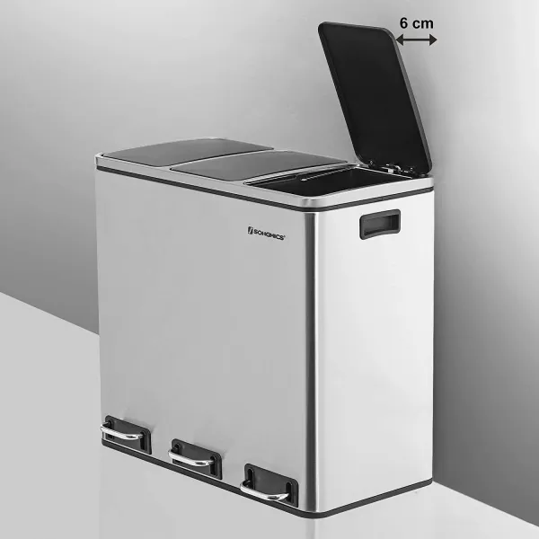 SONGMICS Odpadkový kôš 3x18 L (54 L) strieborný