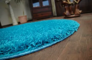 Dywany Lusczow Okrúhly koberec SHAGGY HIZA 5cm tyrkysový, veľkosť kruh 100