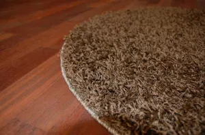 Dywany Lusczow Okrúhly koberec SHAGGY Hiza 5cm hnedý, veľkosť kruh 150