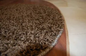 Dywany Lusczow Okrúhly koberec SHAGGY Hiza 5cm hnedý, veľkosť kruh 150